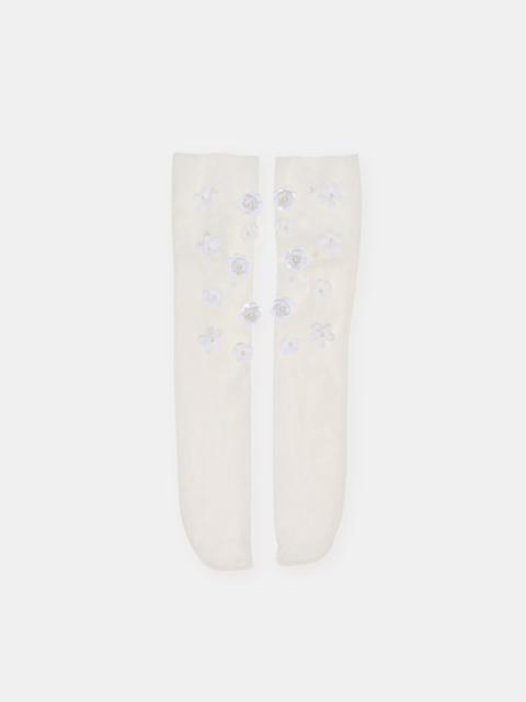dolce vita FLORAL CHIFFON SLOUCH SOCKS WHITE
