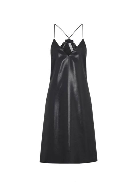 GABRIELA HEARST Dinah Slip Midi Dress in Black Metallic Silk Twill