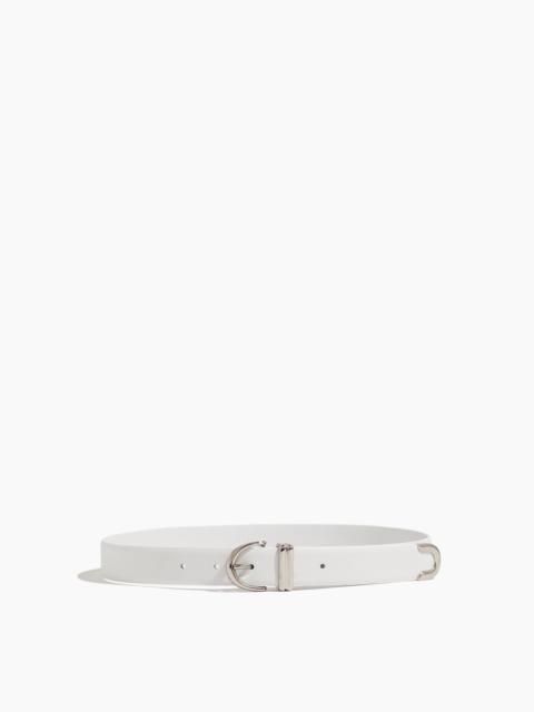 KHAITE Bambi Skinny Belt with Silver Hardware in Optic White