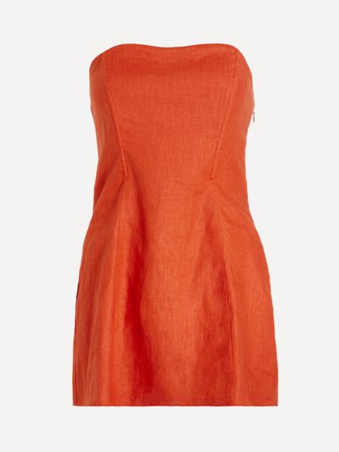 Reformation Aurina Chili Mango Linen Top