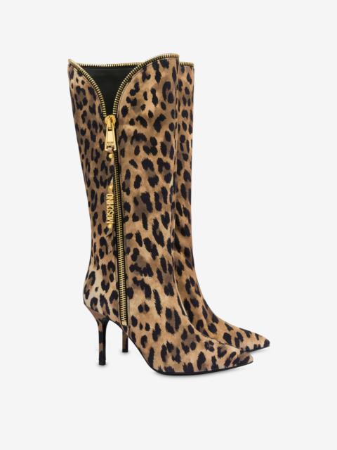 Moschino SUEDE BOOTS LEOPARD PRINT MOSCHINO ZIP