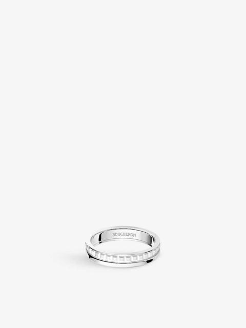 Quatre Double White Edition 18ct white-gold and white hyceram wedding band