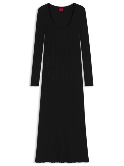HUGO SLIM-FIT MIDI DRESS IN RIBBED CREPE FABRIC
