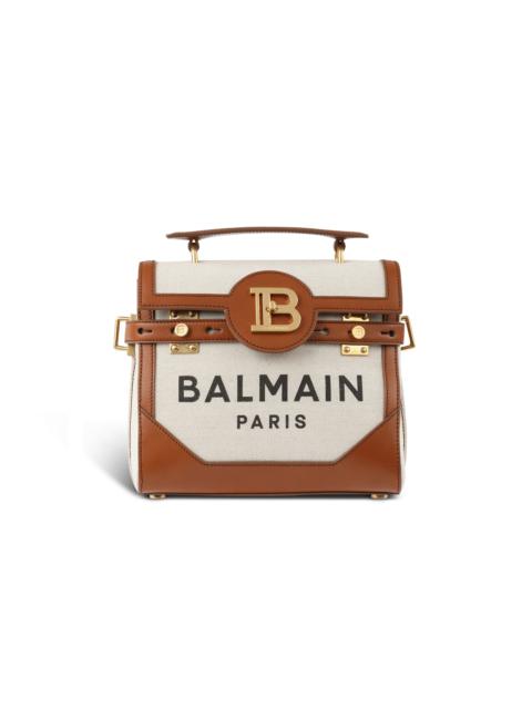 Balmain Ecru canvas B-Buzz 23 bag with brown leather panels