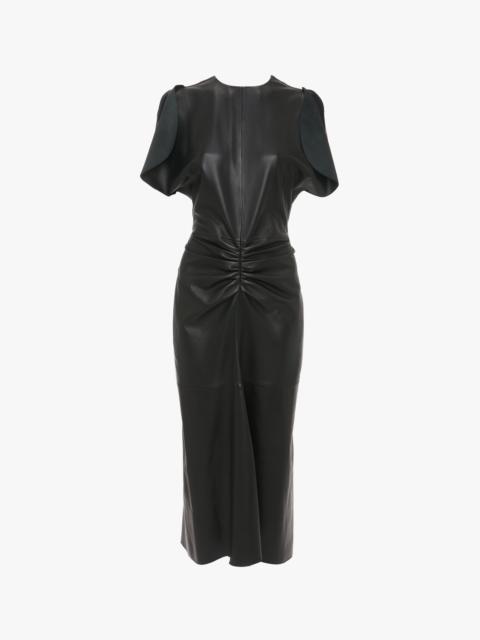 Victoria Beckham Leather Bela Midi Dress In Black