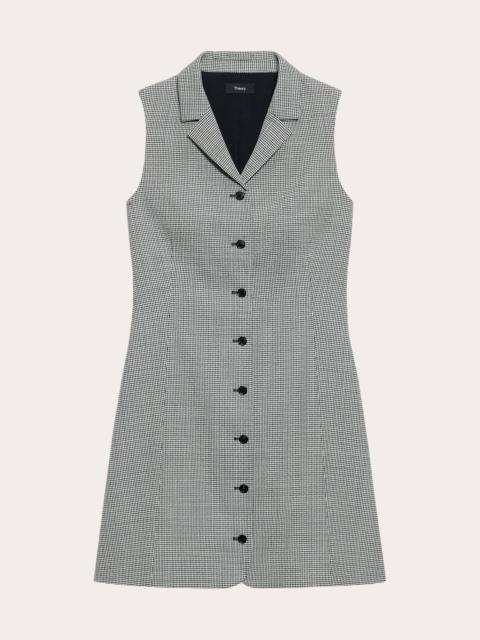 Theory Plaid Wool Twill Sleeveless Blazer Dress