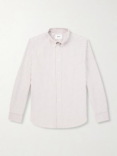 NN07 Colby 5910 Button-Down Collar Logo-Embroidered Striped Organic Cotton Shirt