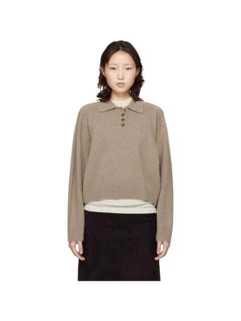 Taupe Homere LDS Cashmere Polo Sweater