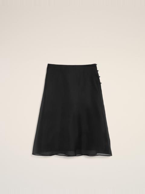 AMI Paris BLACK SILK MIDI SHEER UNDERSKIRT TRAPEZE SKIRT