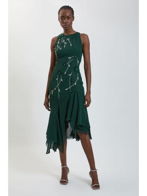 KAREN MILLEN Hand Beaded Halterneck Midi Dress