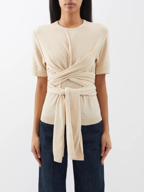 Twist-front cotton-knit top