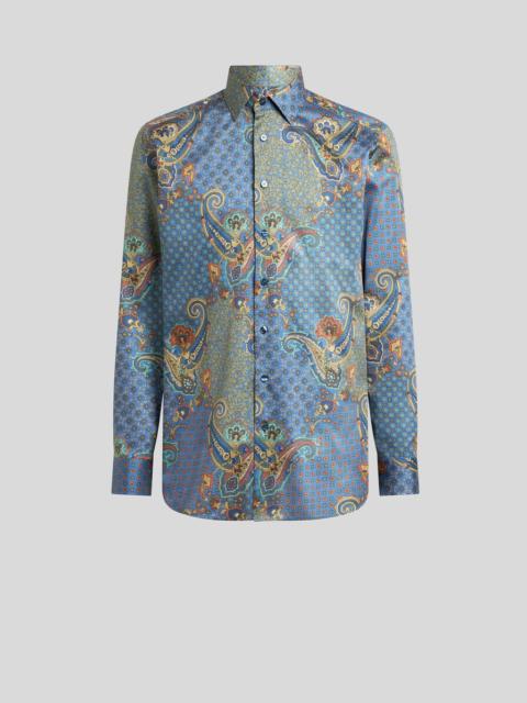 Etro SHIRT IN COTTON SATIN WITH PAISLEY AND TIE MOTIF