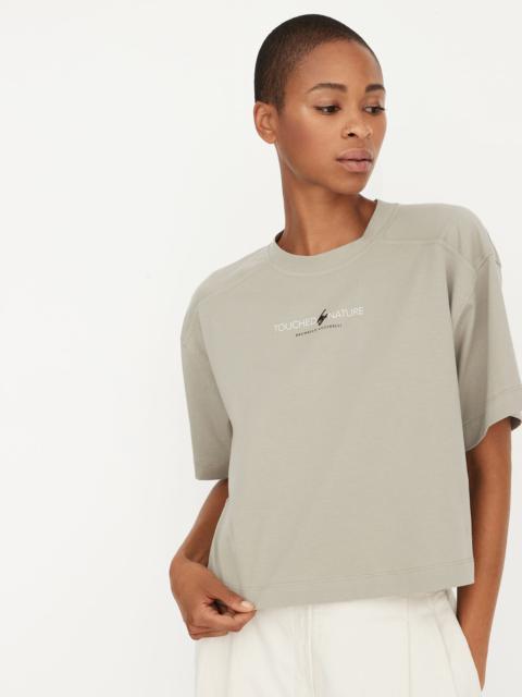 Brunello Cucinelli Cropped Nature T-shirt의 코튼 경량 저지와 monili