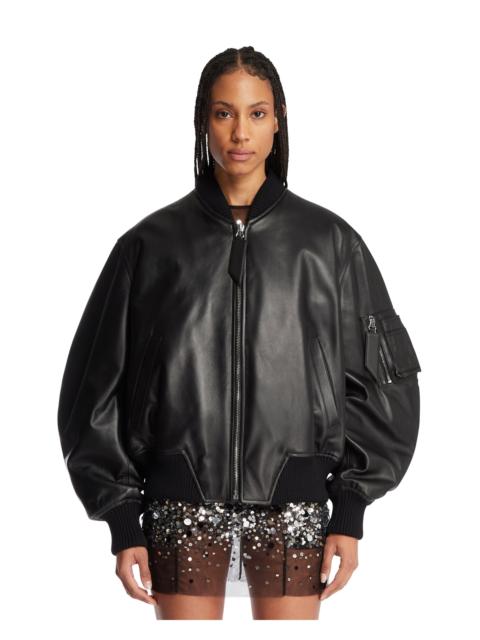 THE ATTICO Black Oversized Leather Bomber