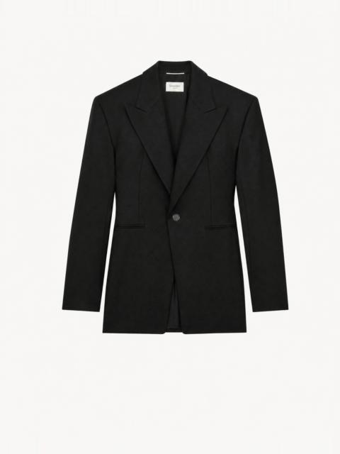 SAINT LAURENT SINGLE-BREASTED JACKET IN GRAIN DE POUDRE