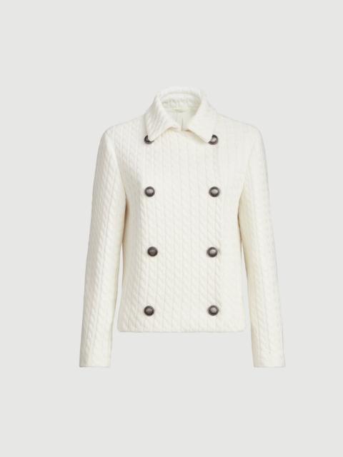 Brunello Cucinelli Cotton cable knit blazer with monili