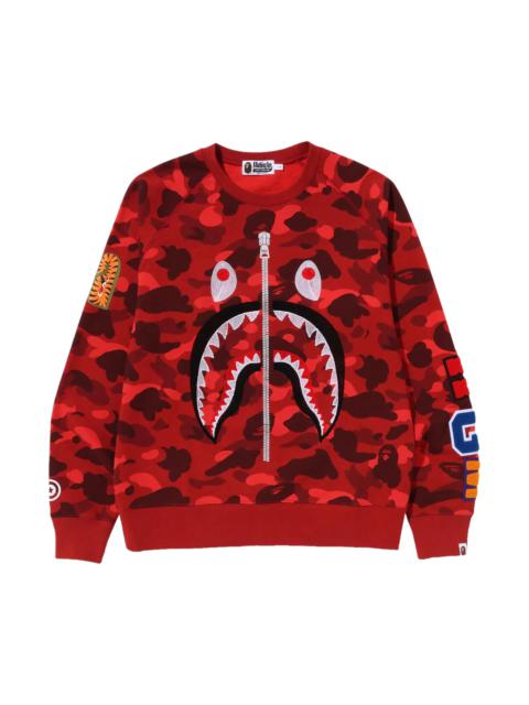 A BATHING APE® BAPE Color Camo Embroidery Shark Crewneck 'Red'