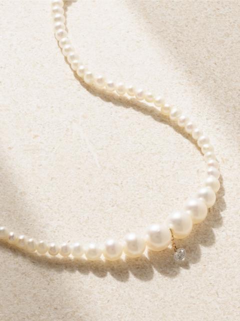 PERSÉE 18-karat gold, pearl and diamond necklace Gold