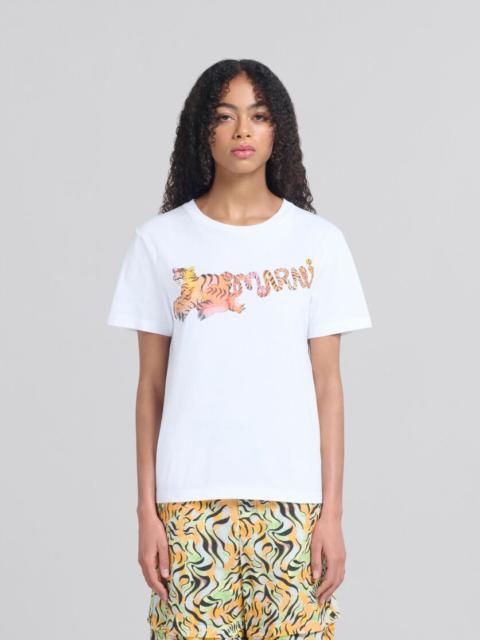 Marni WHITE ORGANIC JERSEY REGULAR-FIT T-SHIRT WITH PRINT