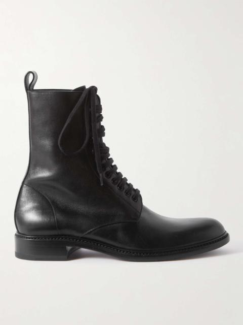 SAINT LAURENT Army Glossed-Leather Lace-Up Boots