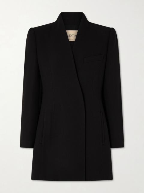 Valentino Double-breasted wool-crepe blazer Black