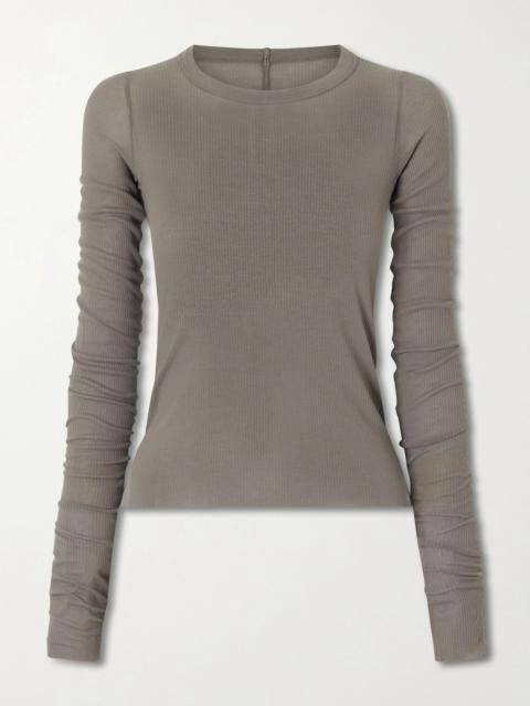 Rick Owens Frayed ribbed jersey T-shirt Gray