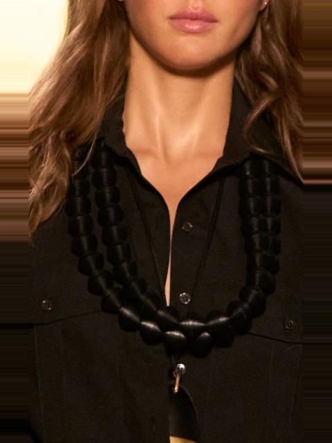 MICHAEL KORS COLLECTION Leather Beads Necklace black