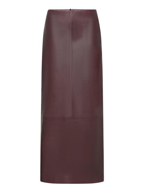 Leather Column Skirt red