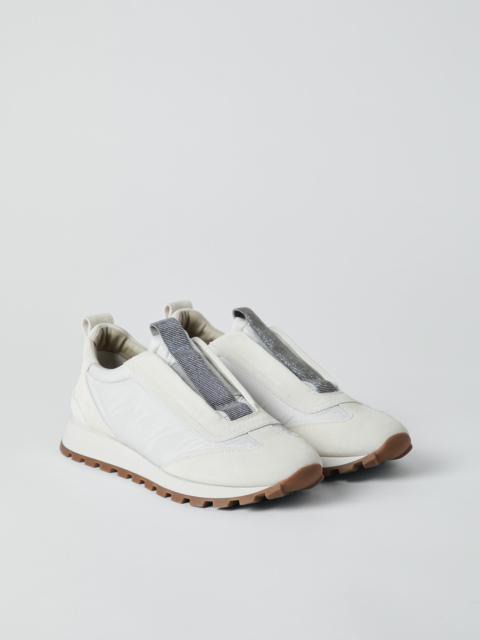 Brunello Cucinelli Suede and techno fabric runners with precious detail