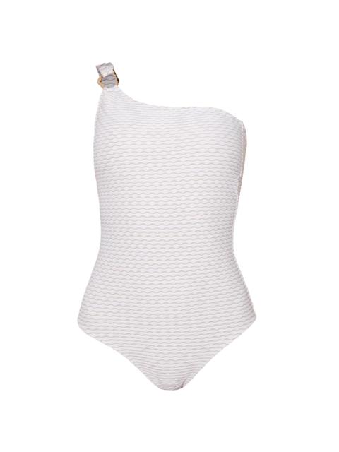 Shoshanna Women's Ring One-Shoulder One-Piece Swimsuit - Ivory Gold