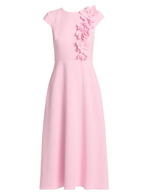 BADGLEY MISCHKA Women's Floral Appliqué Cap-Sleeve Midi-Dress - Peony