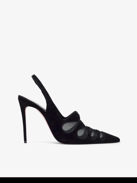Christian Louboutin Circus Max 100 black suede slingback pumps