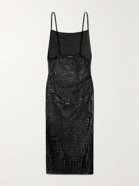Crescendo open-back sequined mesh midi dress