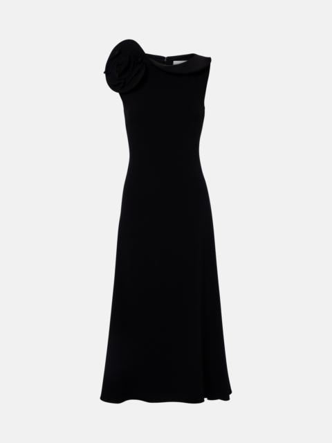 ROLAND MOURET Floral-appliqué crêpe midi dress