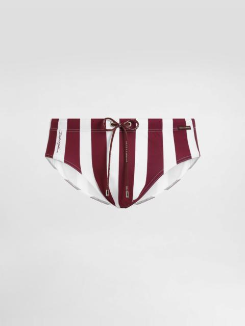Dolce & Gabbana Swim briefs with high-cut leg and striped print