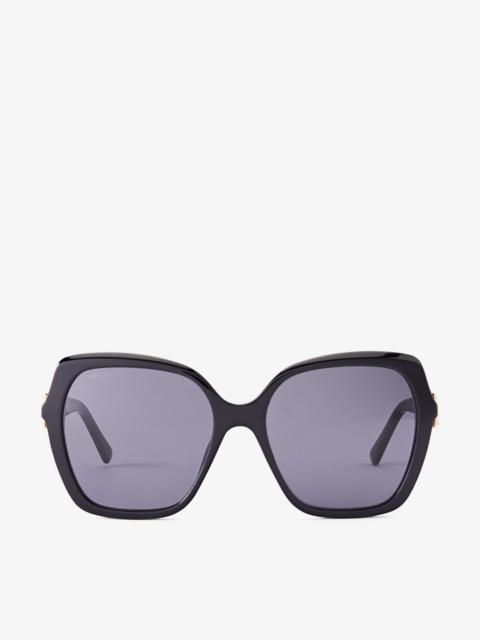 JIMMY CHOO Manon
Black Square-Frame Sunglasses with Swarovski Crystal Embellishment