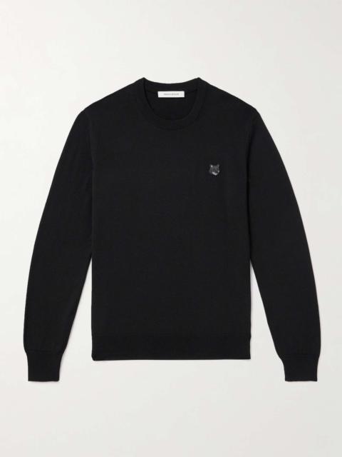 Maison Kitsuné Slim-Fit Logo-Appliquéd Wool Sweater