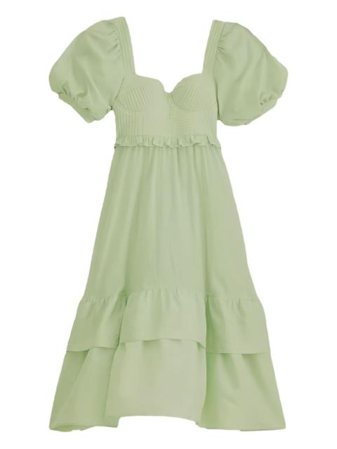FARM RIO puffed short-sleeve midi dress