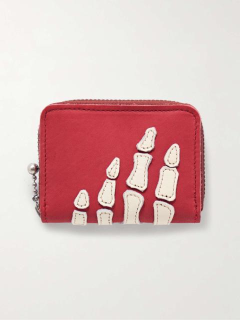 Kapital Thumbs-Up Mini Appliquéd Leather Zip-Around Wallet