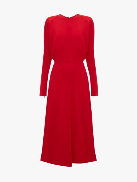 Dolman Midi Dress In Red