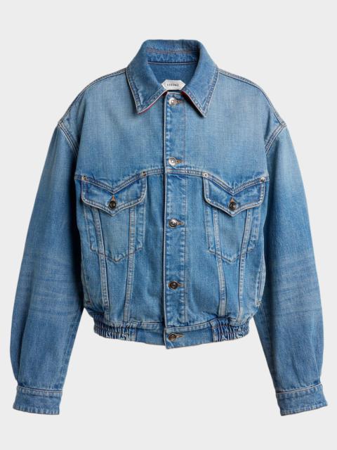 VERSACE Blouson Leather-Lined Denim Jacket