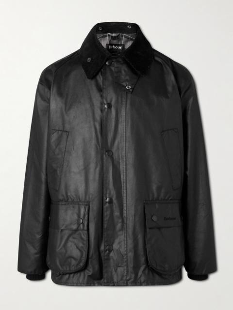 Barbour Bedale corduroy-trimmed waxed-cotton jacket
