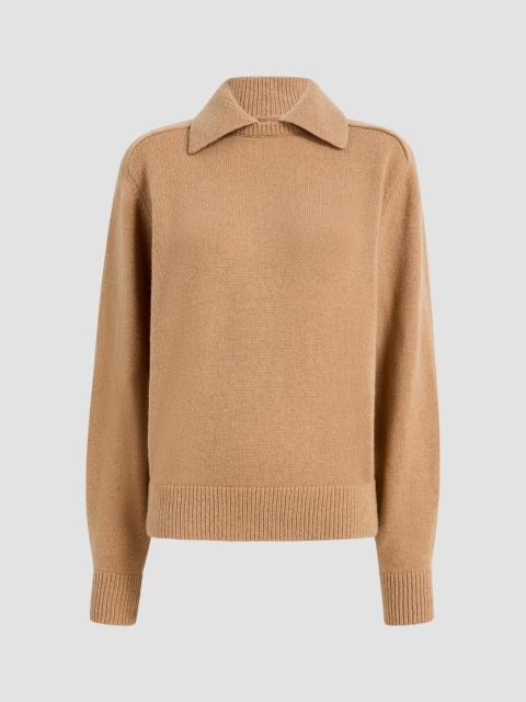KHAITE Women's Jackson Wool-Cashmere Spread-Collar Sweater - Camel