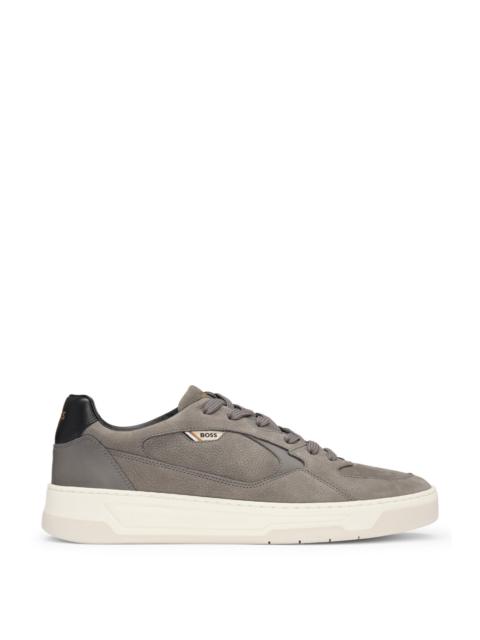 BOSS MIXED-MATERIAL TRAINERS WITH SUEDE AND LEATHER