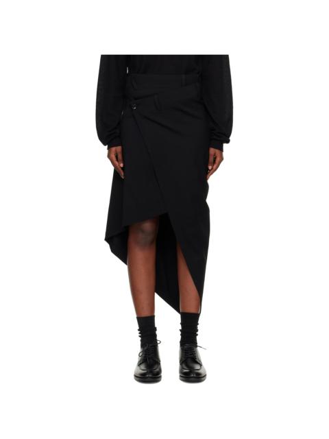 Junya Watanabe Black Draped Wool Midi Skirt