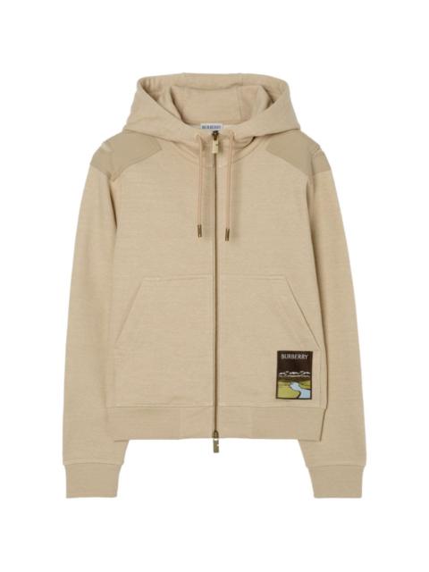 Burberry landscape-label zip hoodie