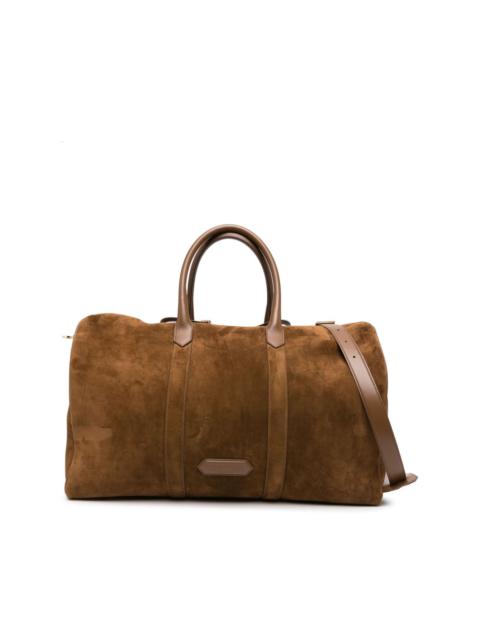 Tom Ford Logo-patch Suede Duffle Bag in Brown for Men