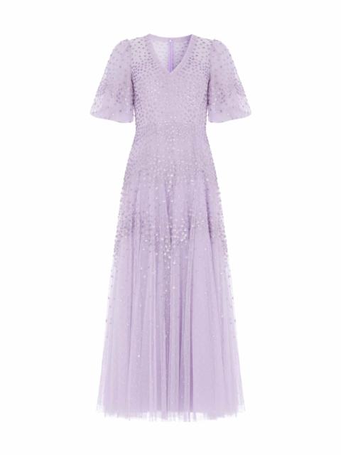 Needle & Thread Scallop Sequin V-Neck Ankle Gown