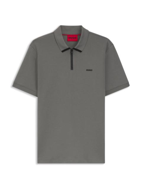 HUGO CONTRAST-LOGO POLO SHIRT IN COTTON PIQUÉ