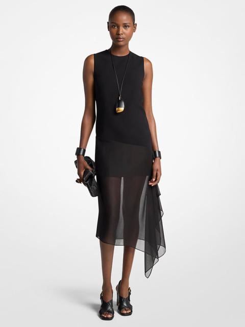 MICHAEL KORS COLLECTION Double Faced Stretch Wool Crepe and Silk Voile Veiled Dress
